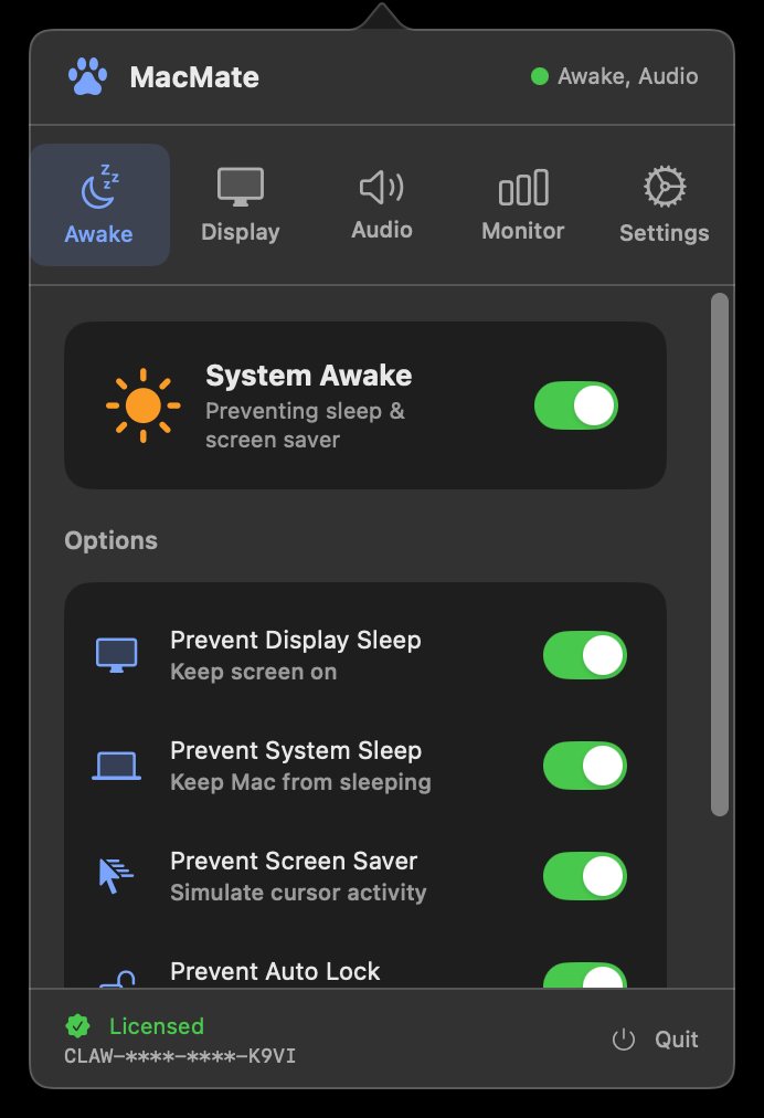 MacMate Awake Manager